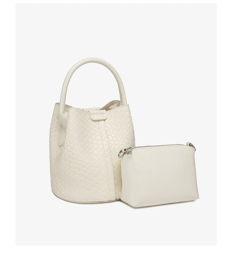 Simple niche woven pattern handbag bucket bag women's bag tide 2025 new senior sense shoulder bag crossbody bag - 7DAY'S