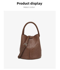 Simple niche woven pattern handbag bucket bag women's bag tide 2025 new senior sense shoulder bag crossbody bag - 7DAY'S