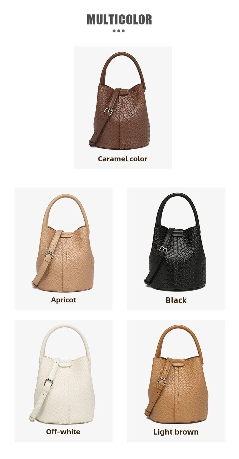 Simple niche woven pattern handbag bucket bag women's bag tide 2025 new senior sense shoulder bag crossbody bag - 7DAY'S
