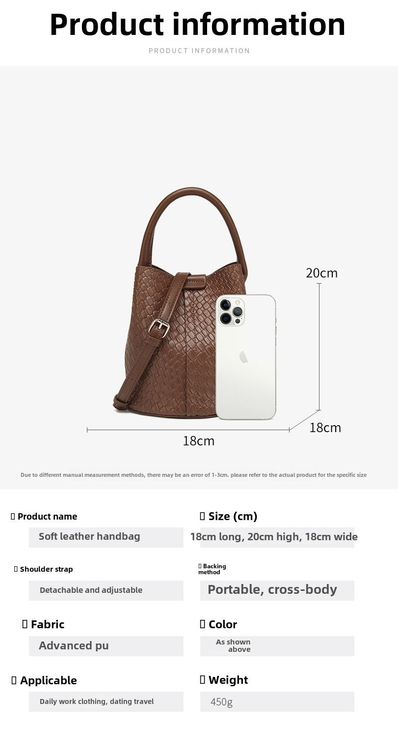 Simple niche woven pattern handbag bucket bag women's bag tide 2025 new senior sense shoulder bag crossbody bag - 7DAY'S