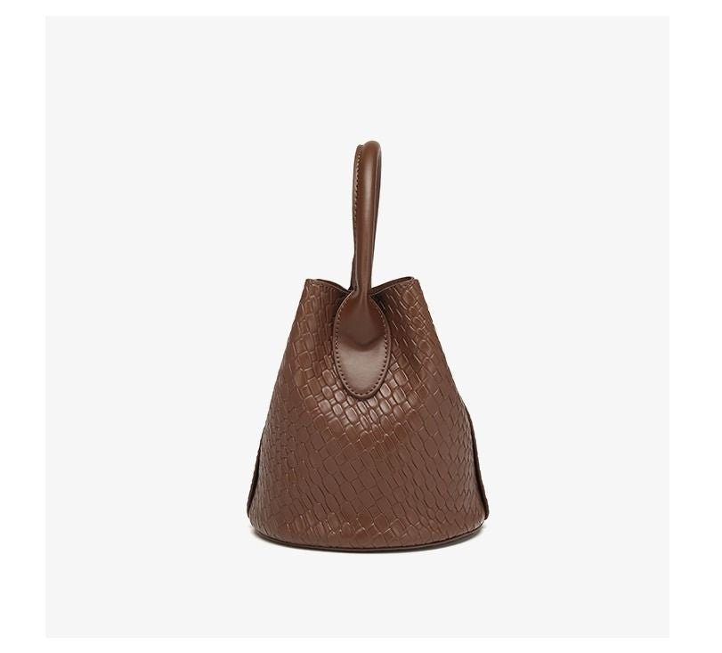 Simple niche woven pattern handbag bucket bag women's bag tide 2025 new senior sense shoulder bag crossbody bag - 7DAY'S