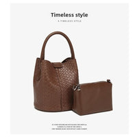 Simple niche woven pattern handbag bucket bag women's bag tide 2025 new senior sense shoulder bag crossbody bag - 7DAY'S