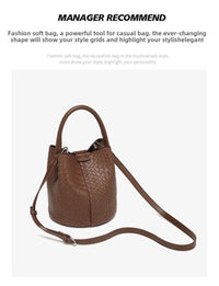 Simple niche woven pattern handbag bucket bag women's bag tide 2025 new senior sense shoulder bag crossbody bag - 7DAY'S