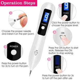 Skin Tag Repair Kit Portable Beauty Equipment Multi - Level with Home Usage USB Charging LCD Level Adjustable 6 Replaceable Needles - 7DAY'S