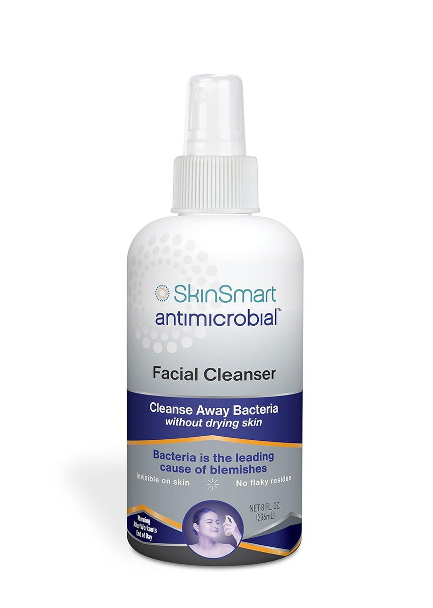 SkinSmart Facial Cleanser for Acne, Targets Bacteria for Active Teenage Athletes Post Workout and Adult Acne, 8 oz Spray Bottle, Safe for Multiple Daily Uses - 7DAY'S