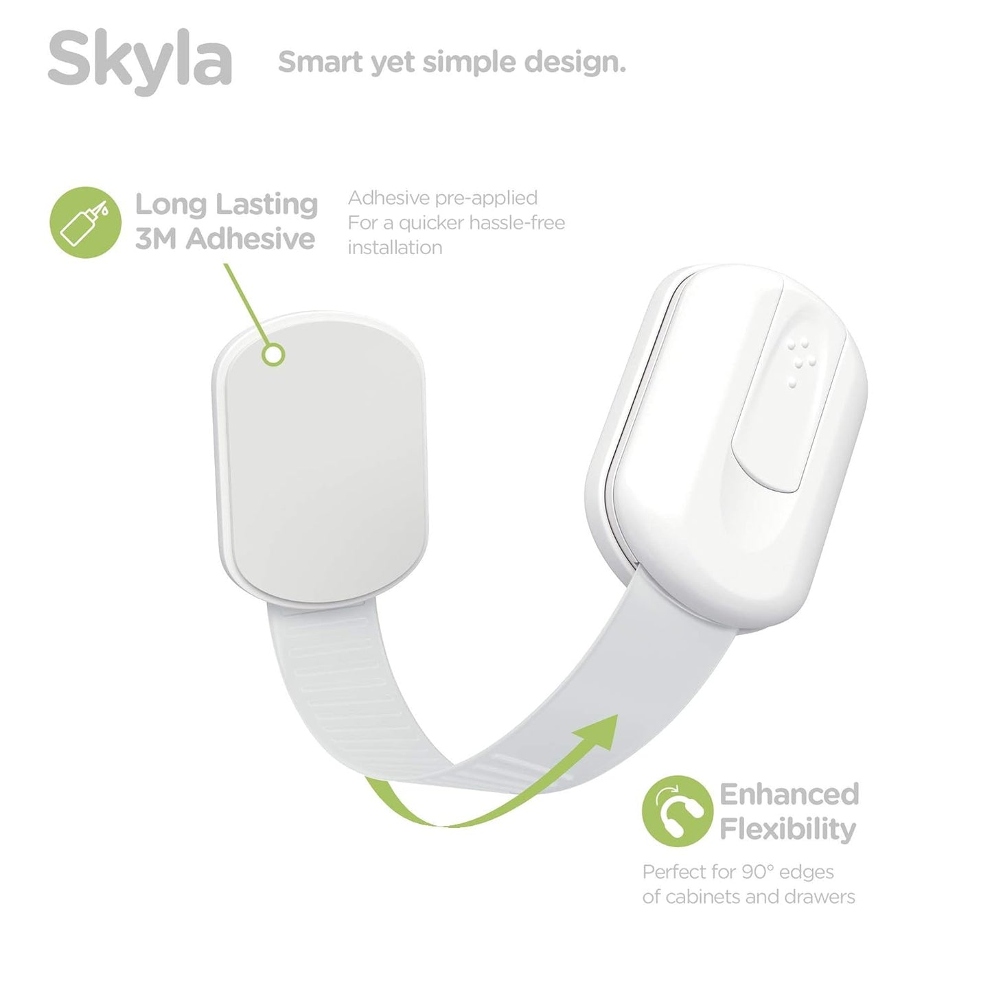 SKYLA HOMES Baby Locks (8 - Pack) Child Safety Cabinet Proofing - Safe Quick and Easy 3M Adhesive Cabinet Drawer Door Latches No Screws & Magnets Multi - Purpose for Furniture Kitchen Ovens Toilet Seats - 7DAY'S