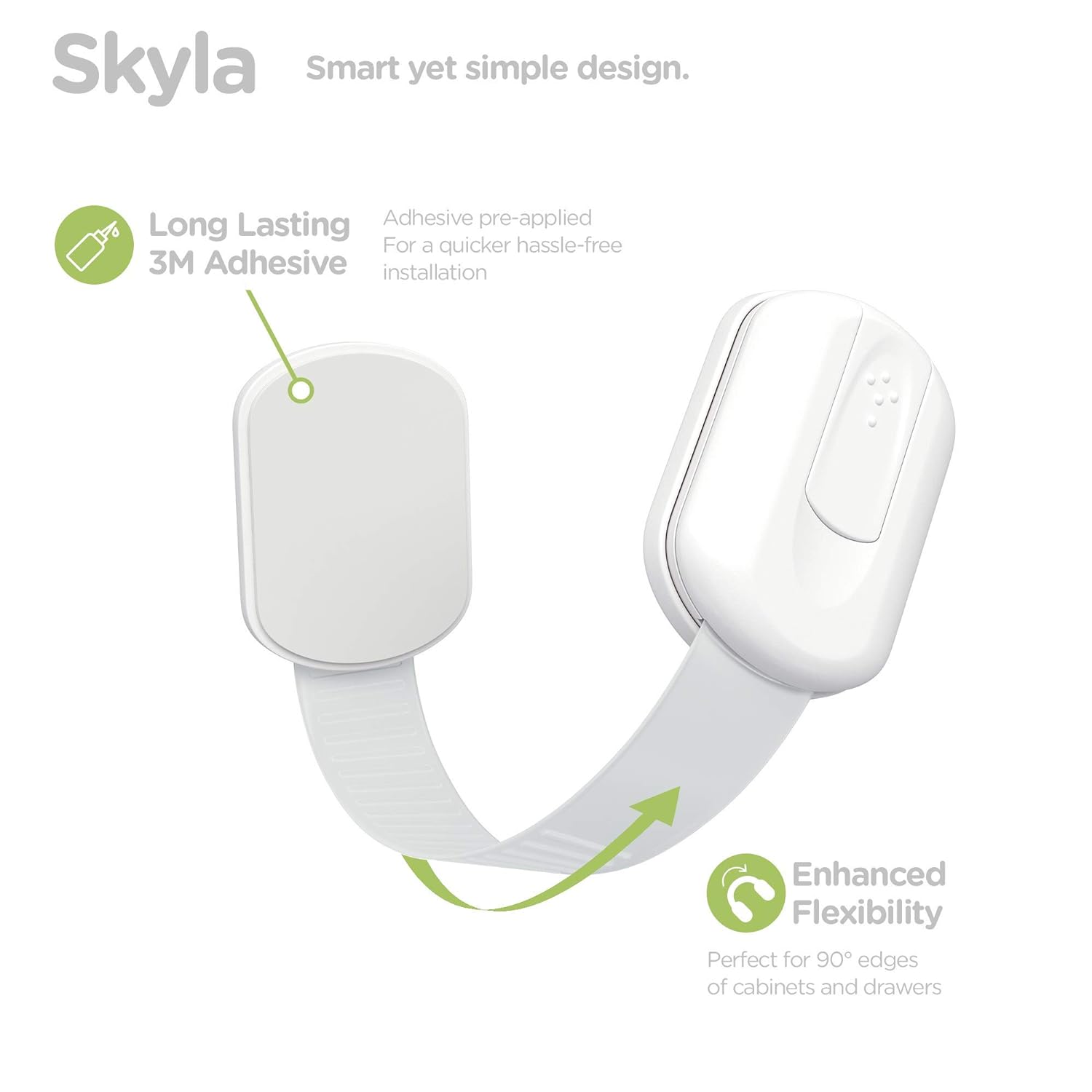 SKYLA HOMES Baby Locks (8 - Pack) Child Safety Cabinet Proofing - Safe Quick and Easy 3M Adhesive Cabinet Drawer Door Latches No Screws & Magnets Multi - Purpose for Furniture Kitchen Ovens Toilet Seats - 7DAY'S