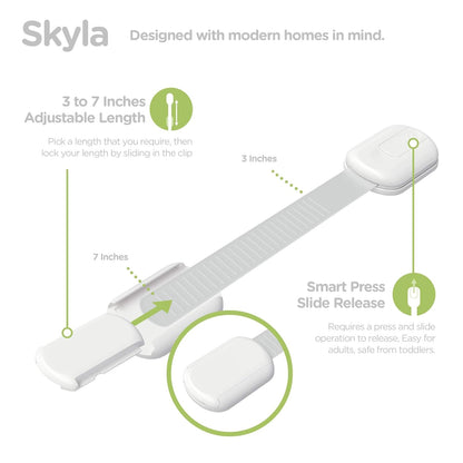 SKYLA HOMES Baby Locks (8 - Pack) Child Safety Cabinet Proofing - Safe Quick and Easy 3M Adhesive Cabinet Drawer Door Latches No Screws & Magnets Multi - Purpose for Furniture Kitchen Ovens Toilet Seats - 7DAY'S