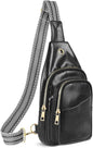 Sling Bag For Women, Leather Fanny Pack With Detachable Strap, Crossbody Chest Bag With Anti Theft For Travel(Black And Brown) - 7DAY'S