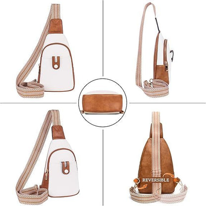 Small Sling Bag for Women Crossbody Bags for Women Trendy Leather Chest Waist Bag Mini Fanny Packs Cross Body Purse for Travel (Style B Off White) - 7DAY'S