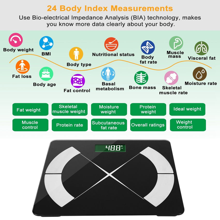 Smart Body Composition Scale Fat Monitor Digital APP Scale BMI Health Analyzer for Valentines Gift Spring Exerciser - 7DAY'S