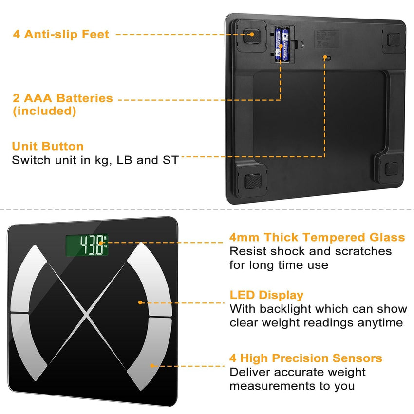 Smart Body Composition Scale Fat Monitor Digital APP Scale BMI Health Analyzer for Valentines Gift Spring Exerciser - 7DAY'S