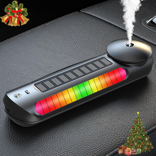 Smart Car Air Freshener with Solar, Car Diffuser with Auto On/Off, Aluminum Alloy Body, 3 Adjustable Concentration, Built - in Battery, Ambient Light, Best Essential Oil Diffuser for Car Black - 7DAY'S