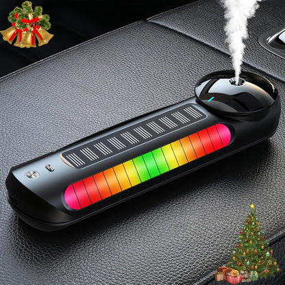 Smart Car Air Freshener with Solar, Car Diffuser with Auto On/Off, Aluminum Alloy Body, 3 Adjustable Concentration, Built - in Battery, Ambient Light, Best Essential Oil Diffuser for Car Black - 7DAY'S