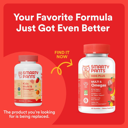 SmartyPants Kids Multivitamin Gummies: Omega 3 Fish Oil (EPA/DHA), Vitamin D3, C, Vitamin B12, B6, A, K & Zinc for Immune Support, Biotin, Gluten Free, Three Fruit Flavors, 120 Count (30 Day Supply) - 7DAY'S
