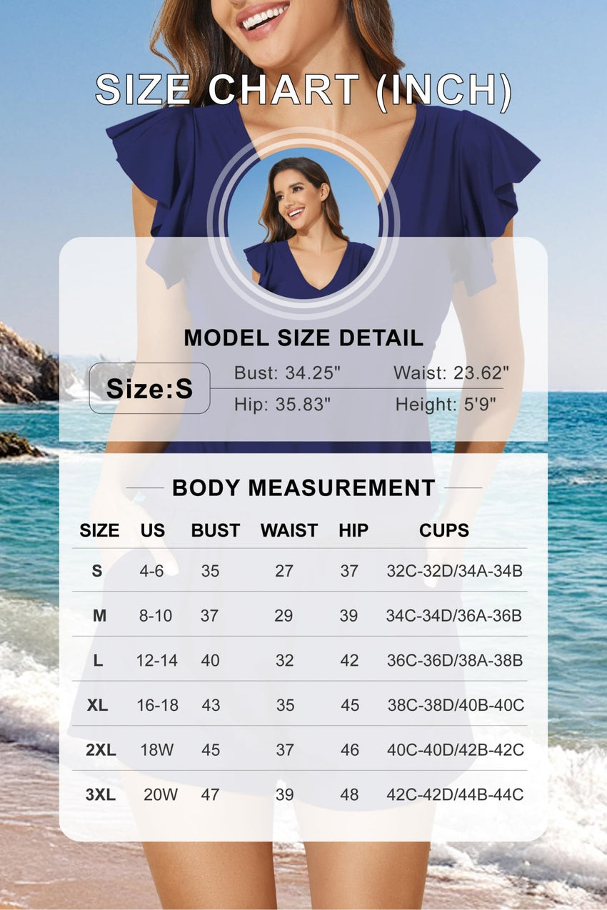 Smismivo Swim Romper with Built in Bra and Pockets Swim Dress Modest One Piece Swimsuit Full Coverage Bathing Suit - 7DAY'S