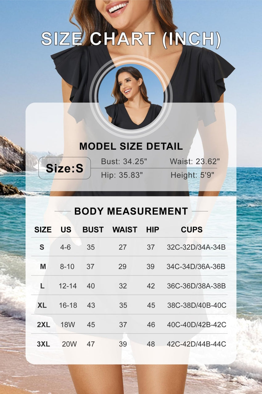 Smismivo Swim Romper with Built in Bra and Pockets Swim Dress Modest One Piece Swimsuit Full Coverage Bathing Suit - 7DAY'S