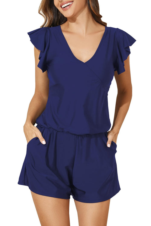 Smismivo Swim Romper with Built in Bra and Pockets Swim Dress Modest One Piece Swimsuit Full Coverage Bathing Suit - 7DAY'S
