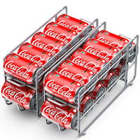 Soda Can Organizer Storage Rack, 2 Pack Stackable Beverage Soda Can Dispenser Organizer Holder for Refrigerator, Cabinet, Pantry - 7DAY'S