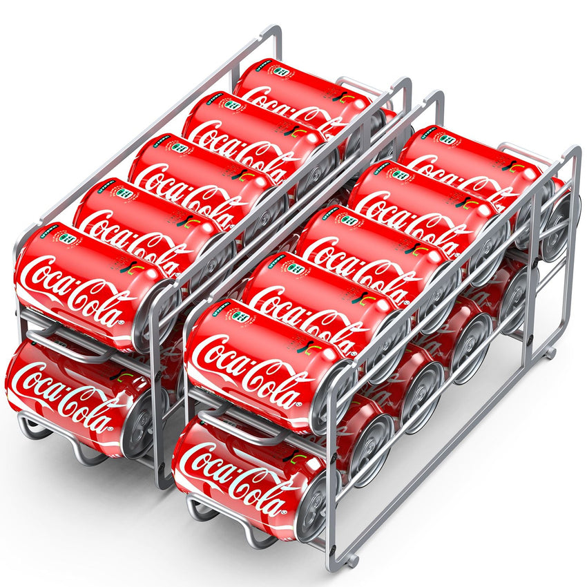 Soda Can Organizer Storage Rack, 2 Pack Stackable Beverage Soda Can Dispenser Organizer Holder for Refrigerator, Cabinet, Pantry - 7DAY'S