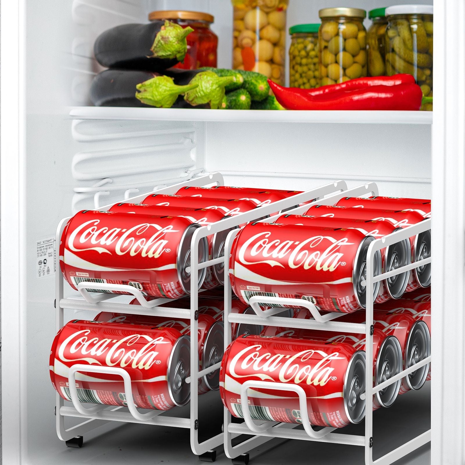 Soda Can Organizer Storage Rack, 2 Pack Stackable Beverage Soda Can Dispenser Organizer Holder for Refrigerator, Cabinet, Pantry - 7DAY'S