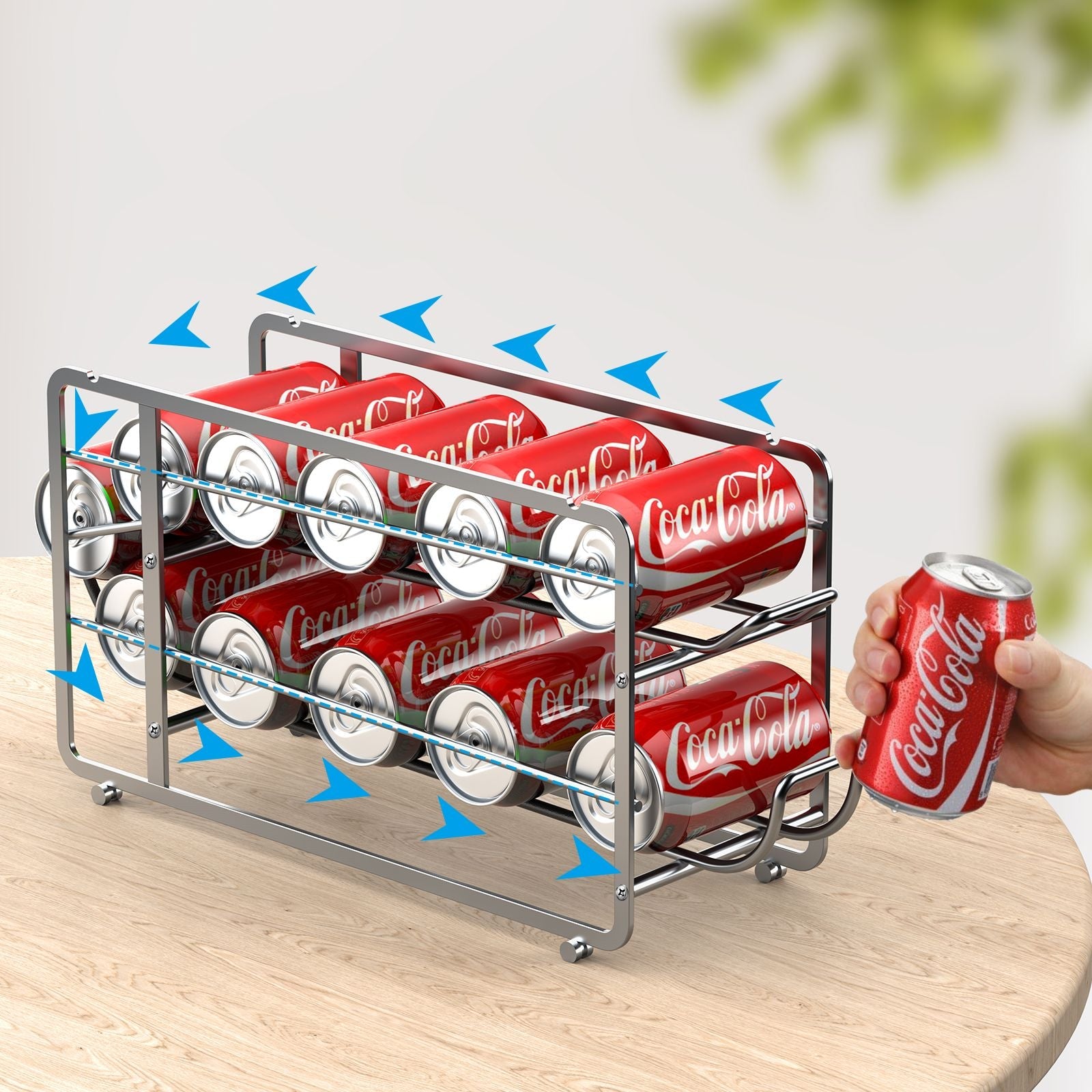 Soda Can Organizer Storage Rack, 2 Pack Stackable Beverage Soda Can Dispenser Organizer Holder for Refrigerator, Cabinet, Pantry - 7DAY'S