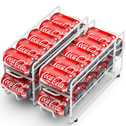 Soda Can Organizer Storage Rack, 2 Pack Stackable Beverage Soda Can Dispenser Organizer Holder for Refrigerator, Cabinet, Pantry - 7DAY'S