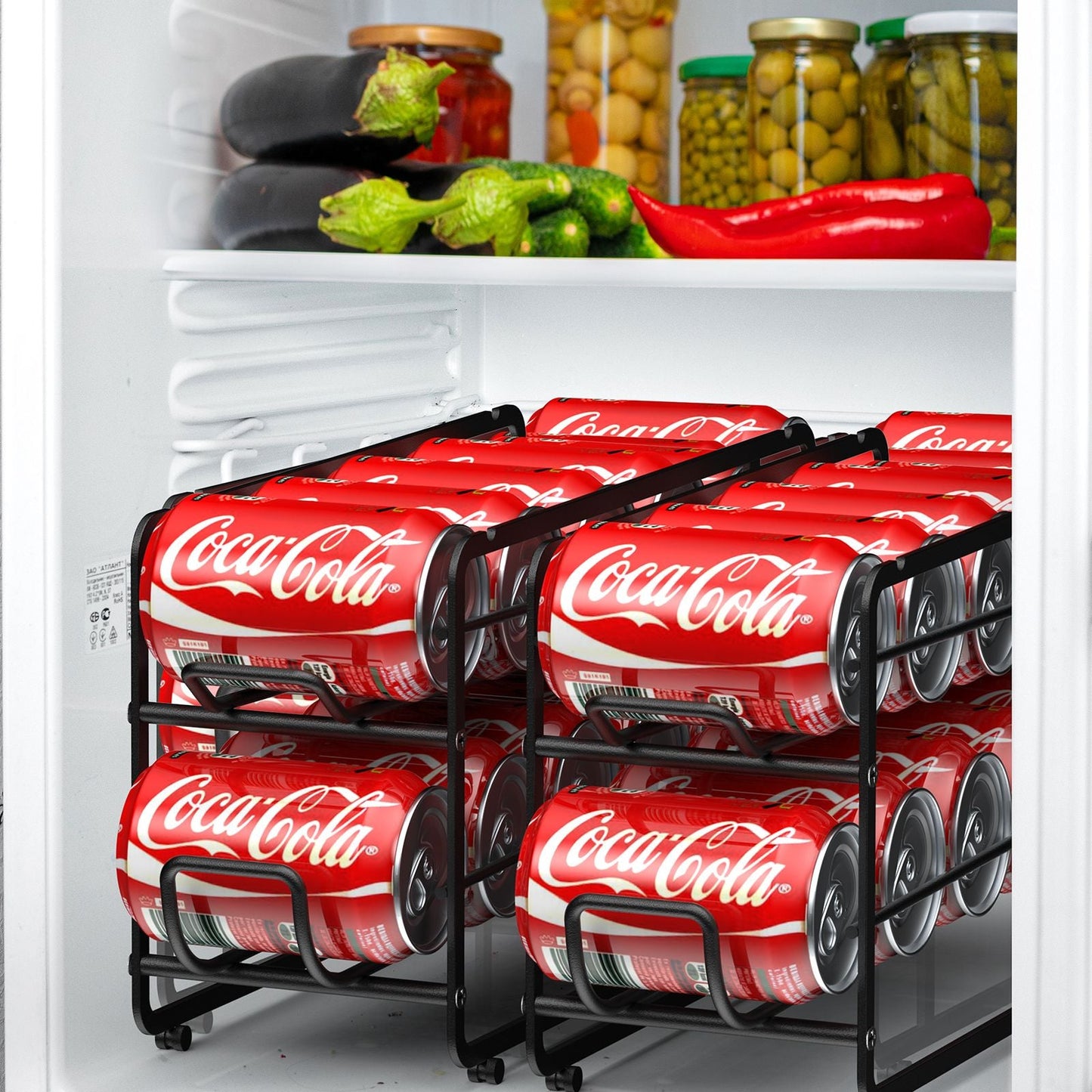 Soda Can Organizer Storage Rack, 2 Pack Stackable Beverage Soda Can Dispenser Organizer Holder for Refrigerator, Cabinet, Pantry - 7DAY'S