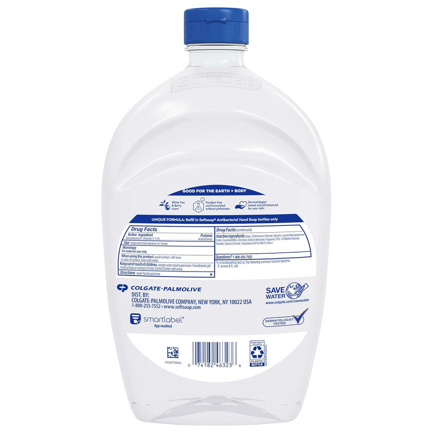 Softsoap Antibacterial Liquid Hand Soap Refill, White Tea & Berry Scented Hand Soap, 50 Ounce(Packaging May Vary) - 7DAY'S