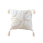 SOGA 45cm Wabi - sabi Cream Flower Cover & Beige Velvet Leaf Ring Square Throw Pillow - 7DAY'S