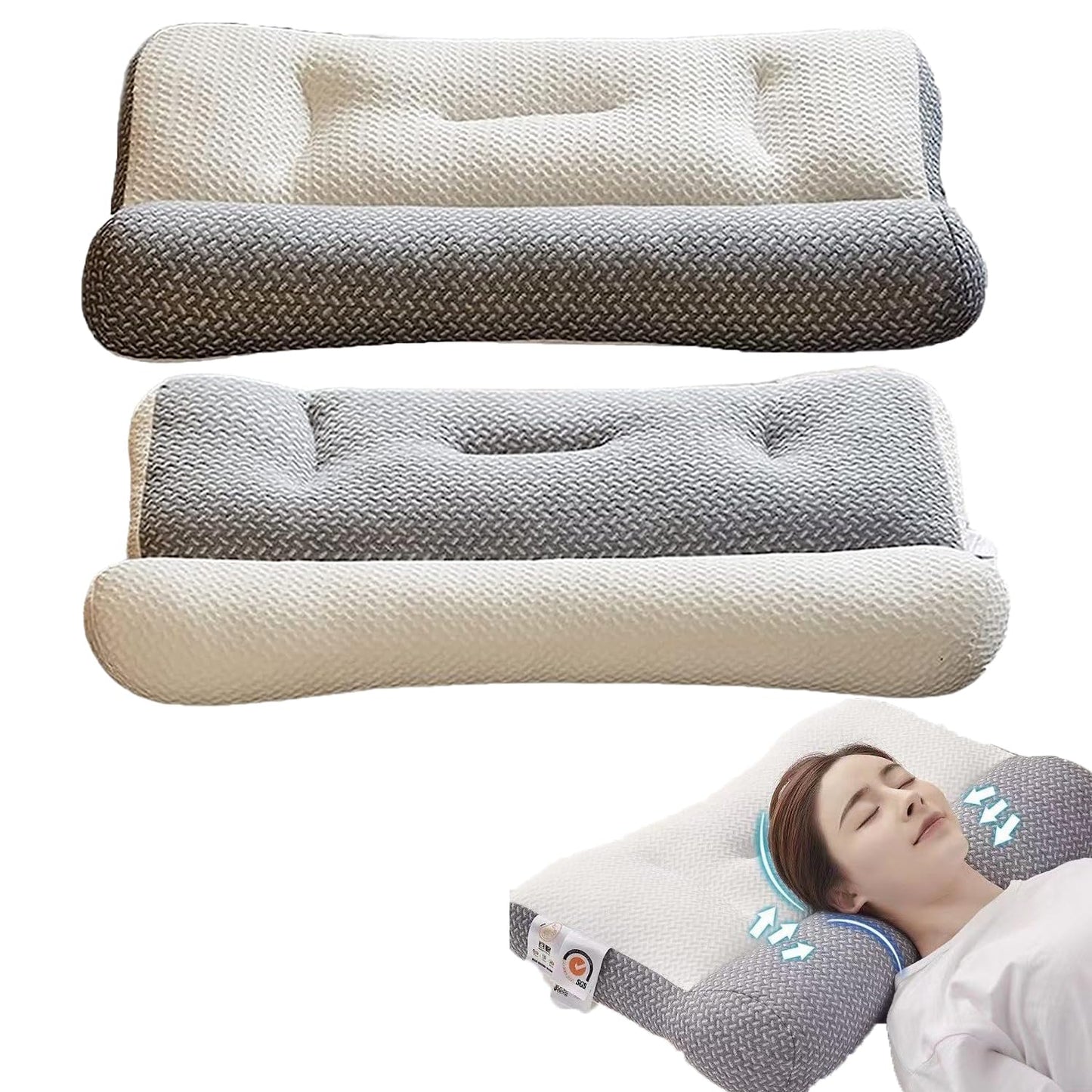 Sohobloo Neck Pillow,Super Ergonomic Pillow - Protect Your Neck and Spine,Ergonomic Pillows for Sleeping Neck,Ergonomic Pillows for Sleeping,Neck Support Pillows for Sleeping (15.7''*23.6'' - Gray) - 7DAY'S