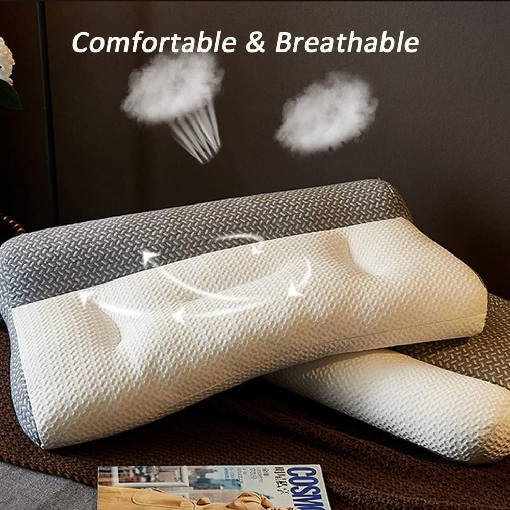 Sohobloo Neck Pillow,Super Ergonomic Pillow - Protect Your Neck and Spine,Ergonomic Pillows for Sleeping Neck,Ergonomic Pillows for Sleeping,Neck Support Pillows for Sleeping (15.7''*23.6'' - Gray) - 7DAY'S