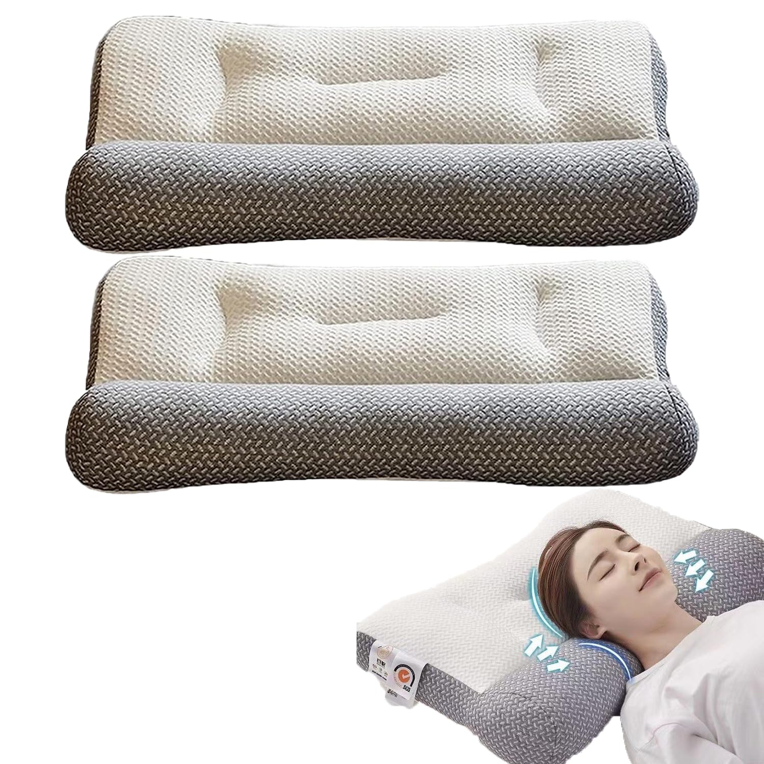 Sohobloo Neck Pillow,Super Ergonomic Pillow - Protect Your Neck and Spine,Ergonomic Pillows for Sleeping Neck,Ergonomic Pillows for Sleeping,Neck Support Pillows for Sleeping (15.7''*23.6'' - Gray) - 7DAY'S