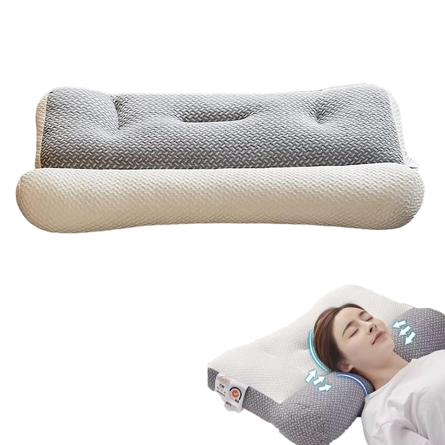 Sohobloo Neck Pillow,Super Ergonomic Pillow - Protect Your Neck and Spine,Ergonomic Pillows for Sleeping Neck,Ergonomic Pillows for Sleeping,Neck Support Pillows for Sleeping (15.7''*23.6'' - Gray) - 7DAY'S