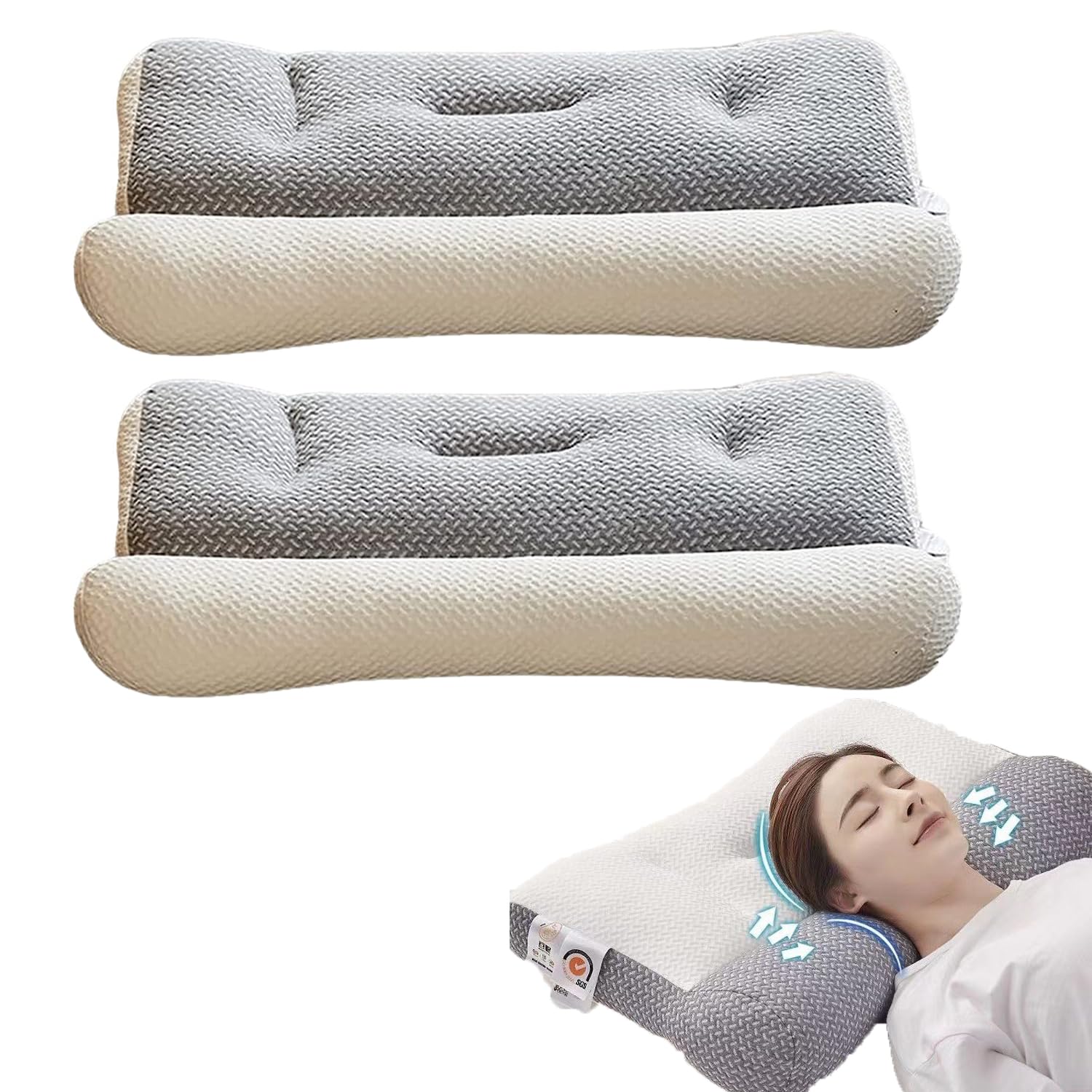 Sohobloo Neck Pillow,Super Ergonomic Pillow - Protect Your Neck and Spine,Ergonomic Pillows for Sleeping Neck,Ergonomic Pillows for Sleeping,Neck Support Pillows for Sleeping (15.7''*23.6'' - Gray) - 7DAY'S