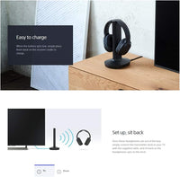 Sony Wireless RF Home Theater TV Headphones with Transmitter - 150 - ft Wireless Range, Up to 20 Hours of Play Time (Black) & Zonoz Microfiber Cleaning Cloth Bundle - 7DAY'S
