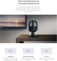 Sony Wireless RF Home Theater TV Headphones with Transmitter - 150 - ft Wireless Range, Up to 20 Hours of Play Time (Black) & Zonoz Microfiber Cleaning Cloth Bundle - 7DAY'S