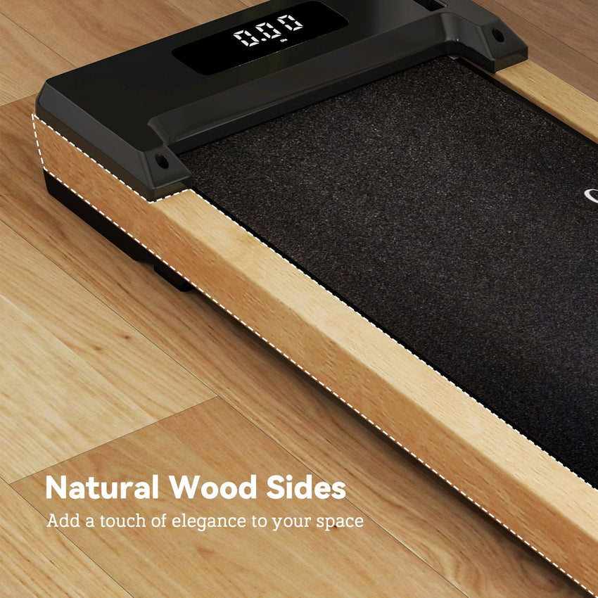 Soozier 2.5HP Walking Pad, Wood Under Desk Treadmill with Remote Control, Transport Wheels and LED Display for Home Gym Office - 7DAY'S