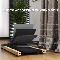 Soozier 2.5HP Walking Pad, Wood Under Desk Treadmill with Remote Control, Transport Wheels and LED Display for Home Gym Office - 7DAY'S