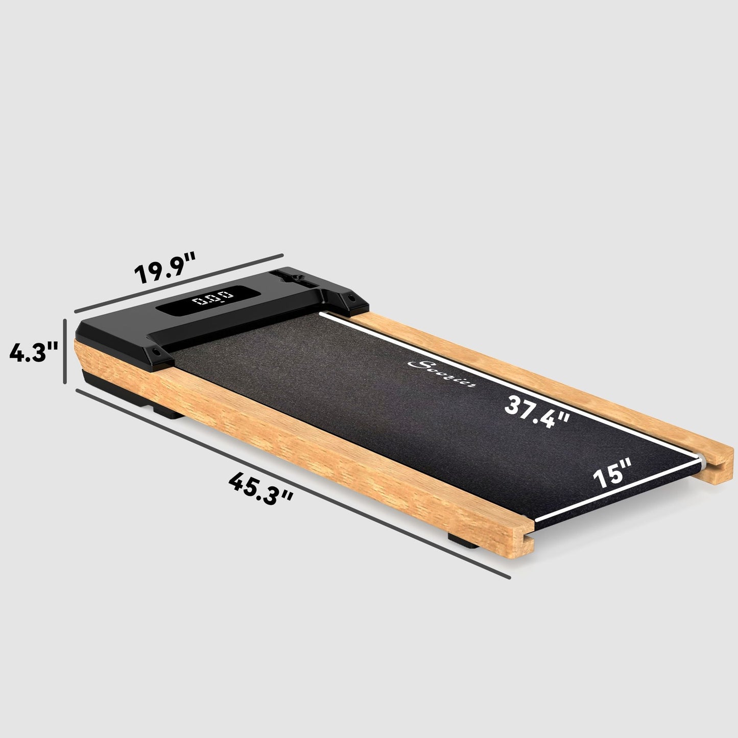 Soozier 2.5HP Walking Pad, Wood Under Desk Treadmill with Remote Control, Transport Wheels and LED Display for Home Gym Office - 7DAY'S