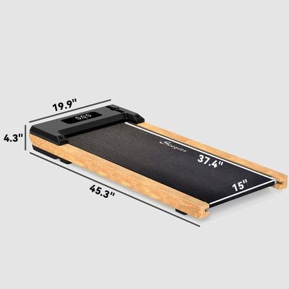 Soozier 2.5HP Walking Pad, Wood Under Desk Treadmill with Remote Control, Transport Wheels and LED Display for Home Gym Office - 7DAY'S