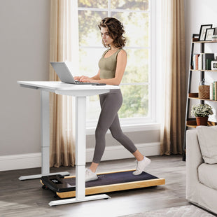 Soozier 2.5HP Walking Pad, Wood Under Desk Treadmill with Remote Control, Transport Wheels and LED Display for Home Gym Office - 7DAY'S