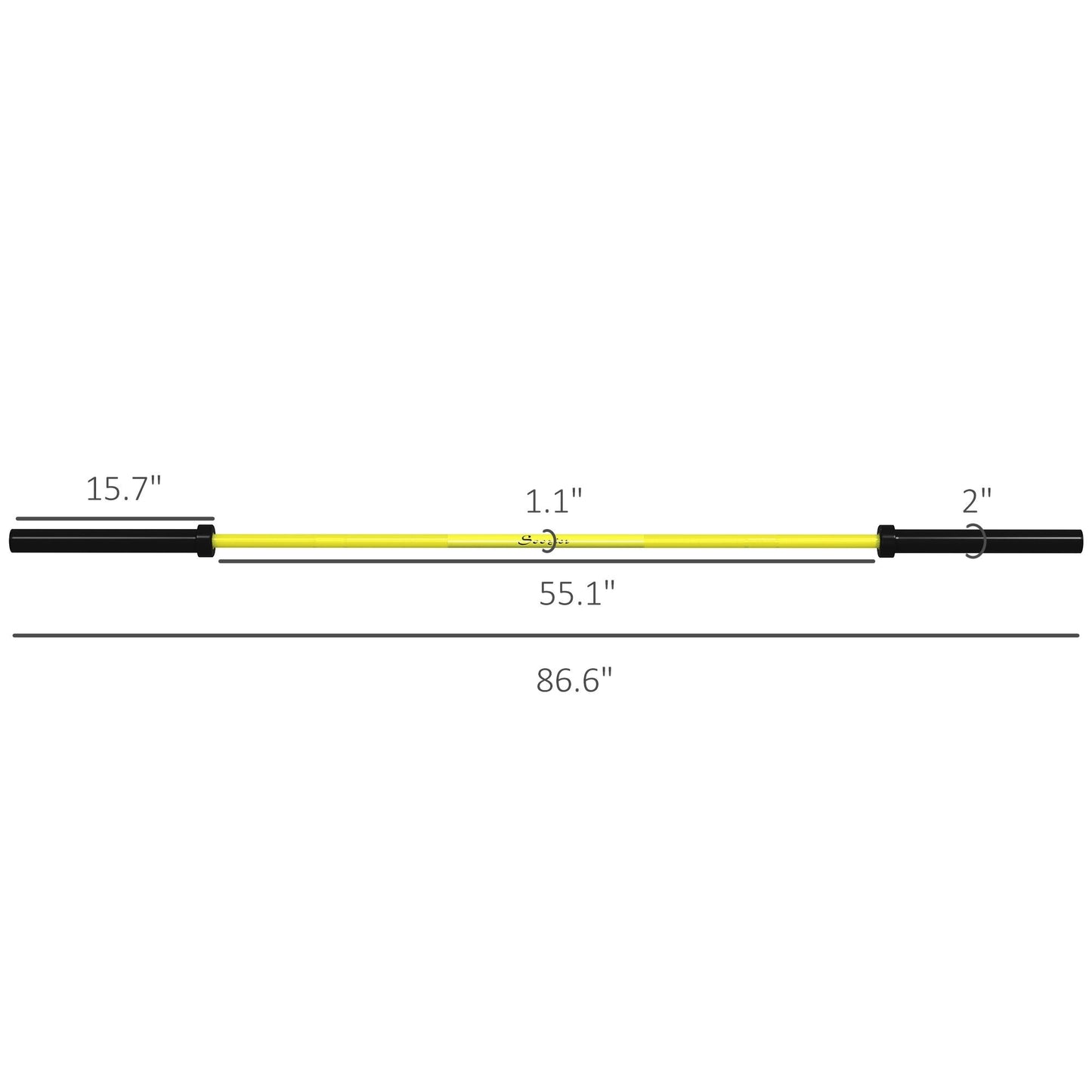 Soozier 7.2ft Weight Bar, Olympic Bar with Rotating Sleeves, Non - Slip Knurling Grip, 1500lbs Weight Capacity, Yellow - 7DAY'S
