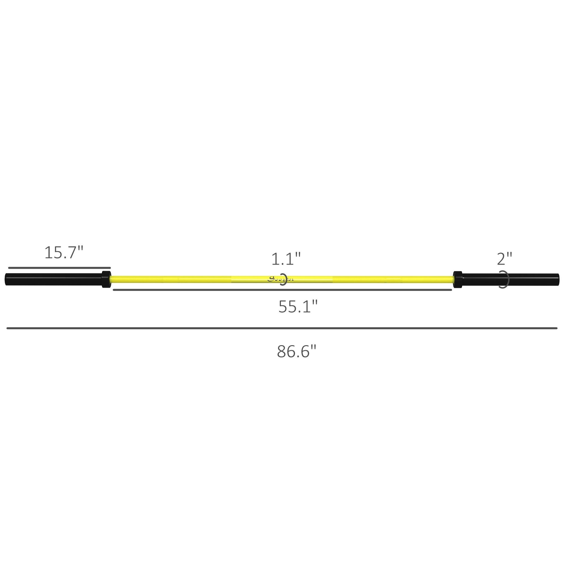 Soozier 7.2ft Weight Bar, Olympic Bar with Rotating Sleeves, Non - Slip Knurling Grip, 1500lbs Weight Capacity, Yellow - 7DAY'S
