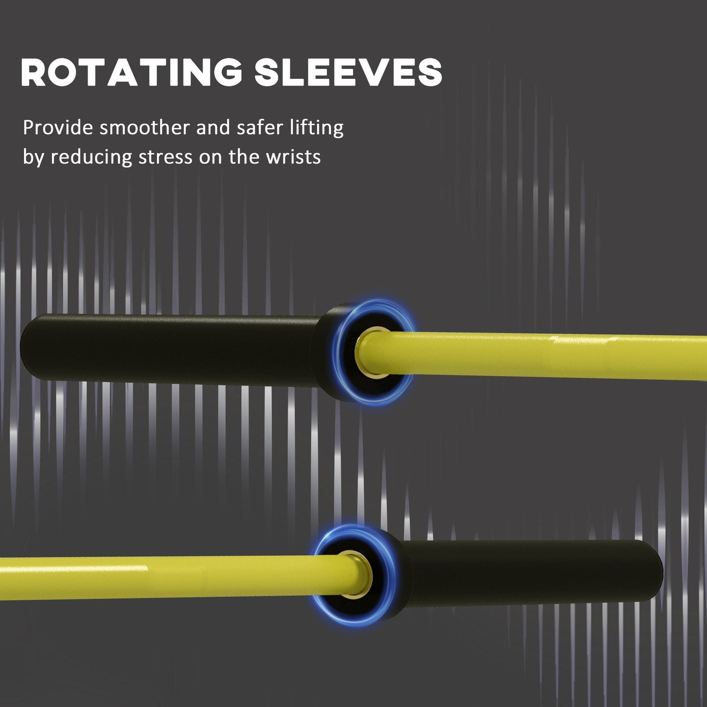 Soozier 7.2ft Weight Bar, Olympic Bar with Rotating Sleeves, Non - Slip Knurling Grip, 1500lbs Weight Capacity, Yellow - 7DAY'S