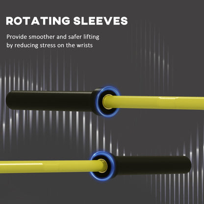 Soozier 7.2ft Weight Bar, Olympic Bar with Rotating Sleeves, Non - Slip Knurling Grip, 1500lbs Weight Capacity, Yellow - 7DAY'S