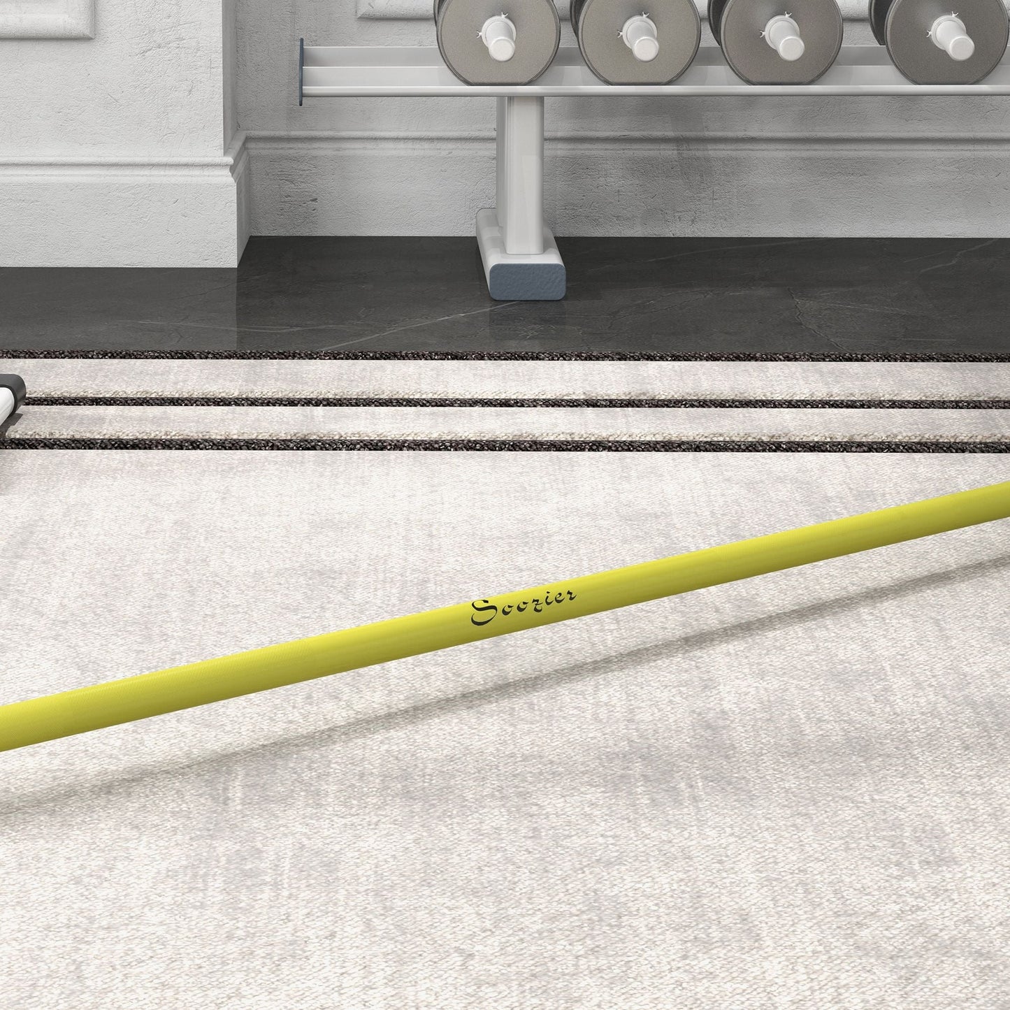 Soozier 7.2ft Weight Bar, Olympic Bar with Rotating Sleeves, Non - Slip Knurling Grip, 1500lbs Weight Capacity, Yellow - 7DAY'S