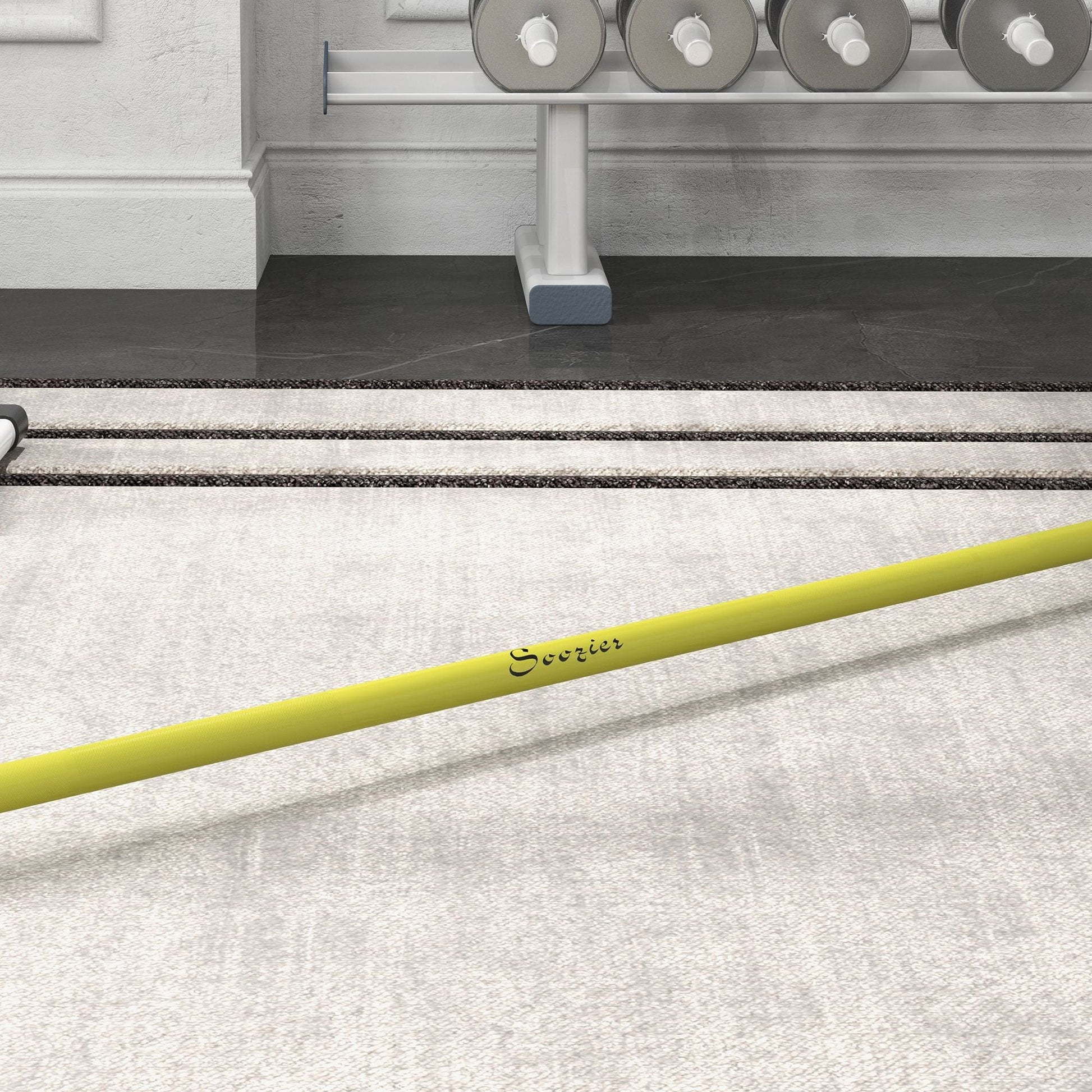 Soozier 7.2ft Weight Bar, Olympic Bar with Rotating Sleeves, Non - Slip Knurling Grip, 1500lbs Weight Capacity, Yellow - 7DAY'S