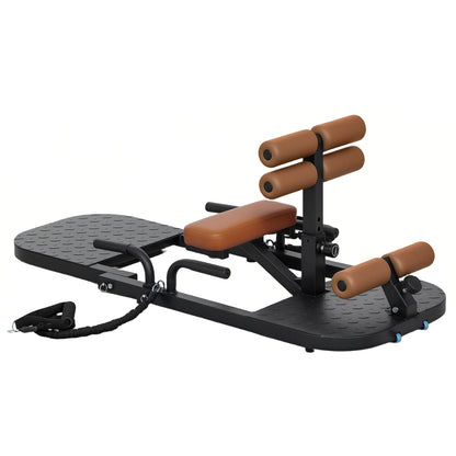 Soozier Foldable Sissy Squat Machine, Hip Thrust Machine with Push Up Stand, Multipurpose Glute Workout Equipment, Black - 7DAY'S