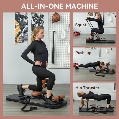 Soozier Foldable Sissy Squat Machine, Hip Thrust Machine with Push Up Stand, Multipurpose Glute Workout Equipment, Black - 7DAY'S